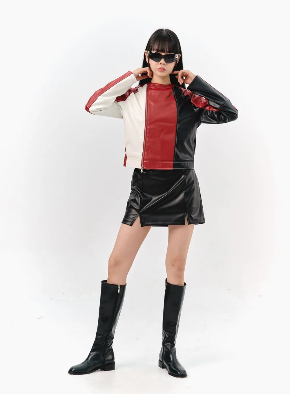 Faux Leather Mini Skirt IS321 sold by Lewkin product image thumbnail 3