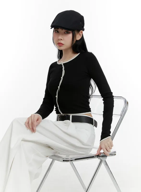 Wavy Button-Up Cardigan CM429 sold by Lewkin