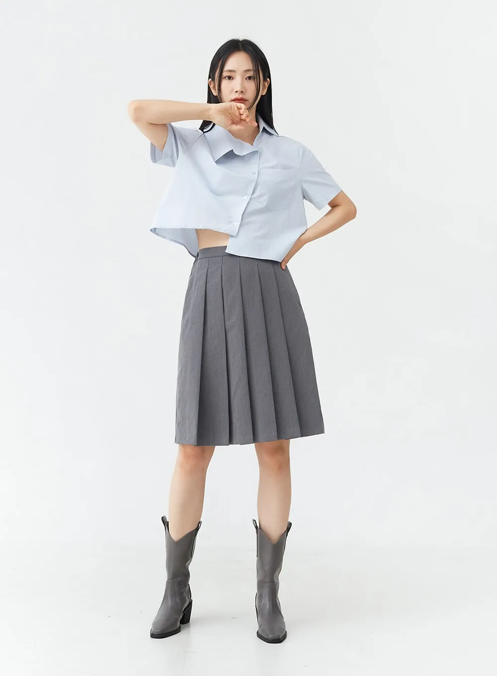 Basic Pleated Midi Skirt OG02 sold by Lewkin product image thumbnail 4