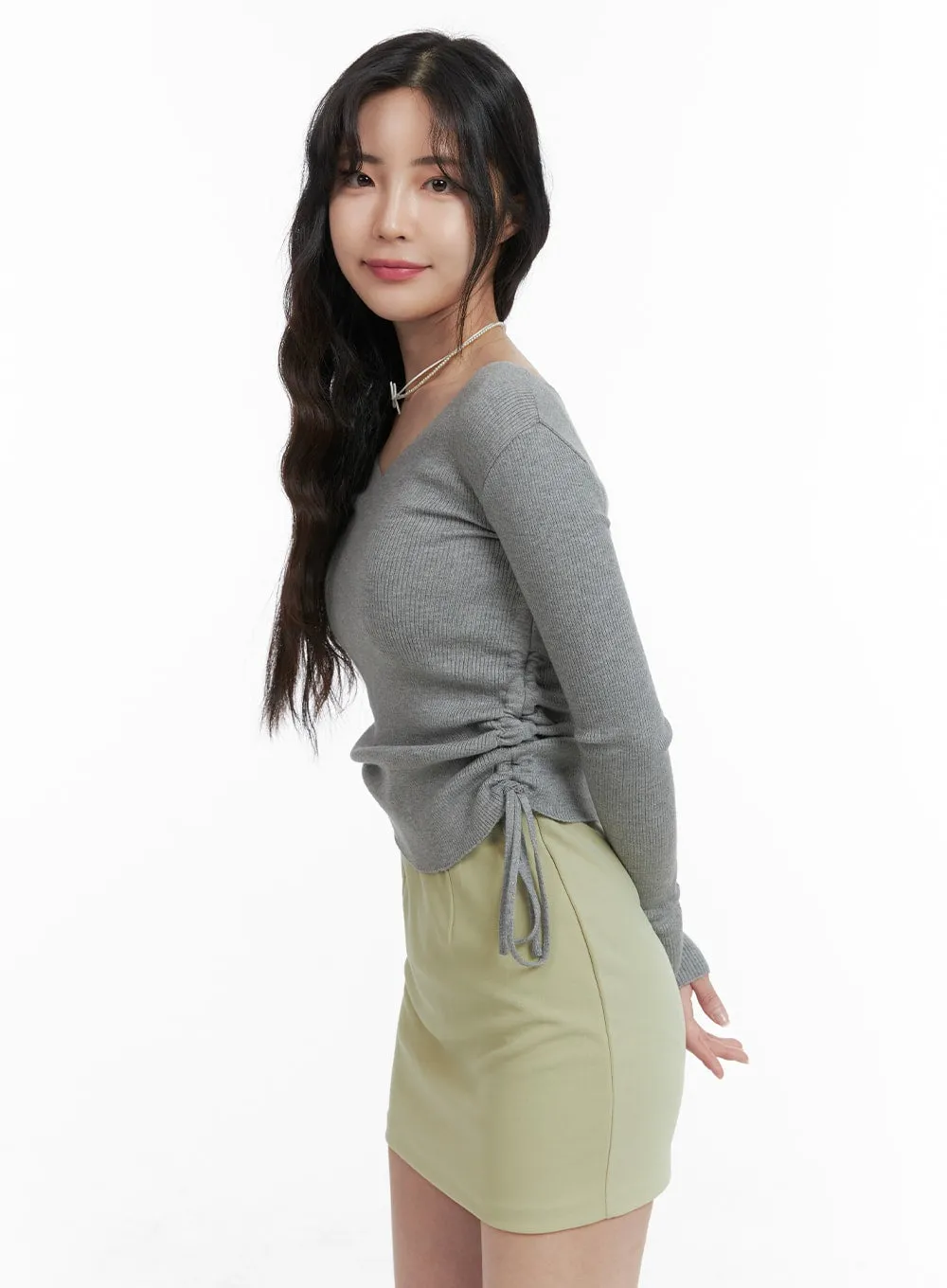 Shirred Slim Fit Top OM422 sold by Lewkin