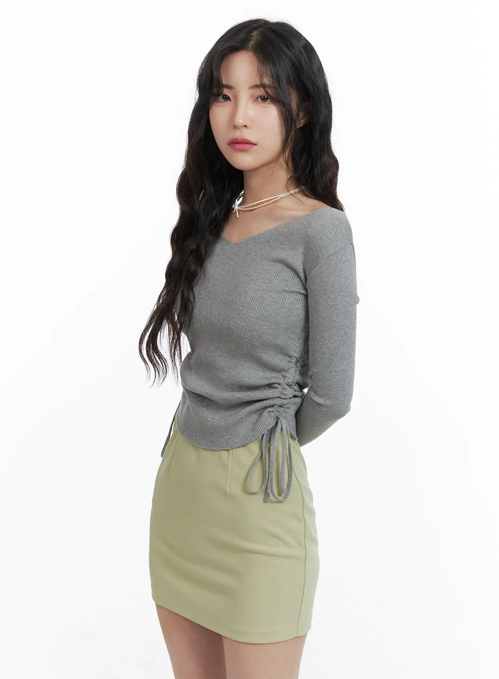 Shirred Slim Fit Top OM422 sold by Lewkin product image thumbnail 3