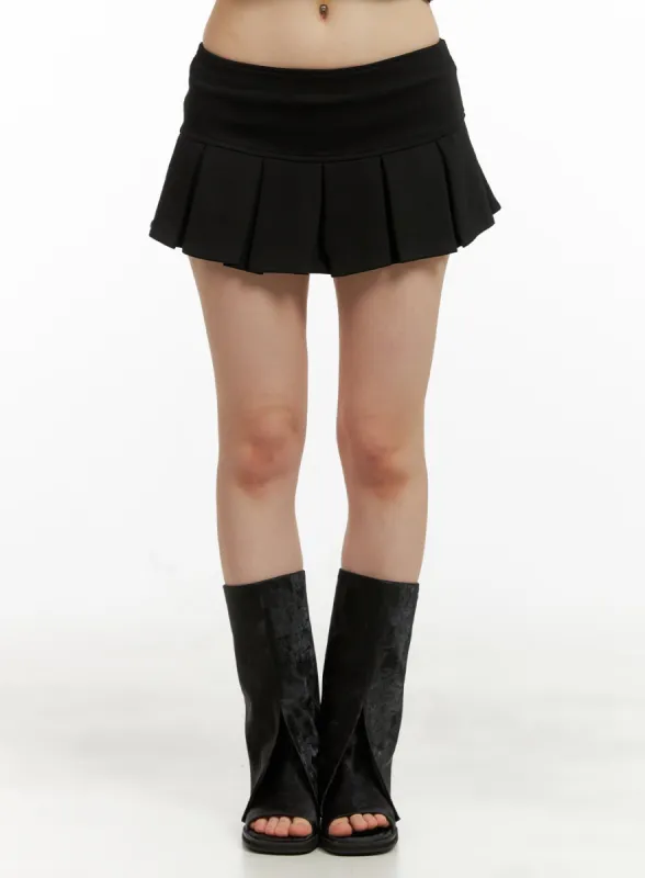 Banded Pleated Cotton Mini Skirt CU425 sold by Lewkin
