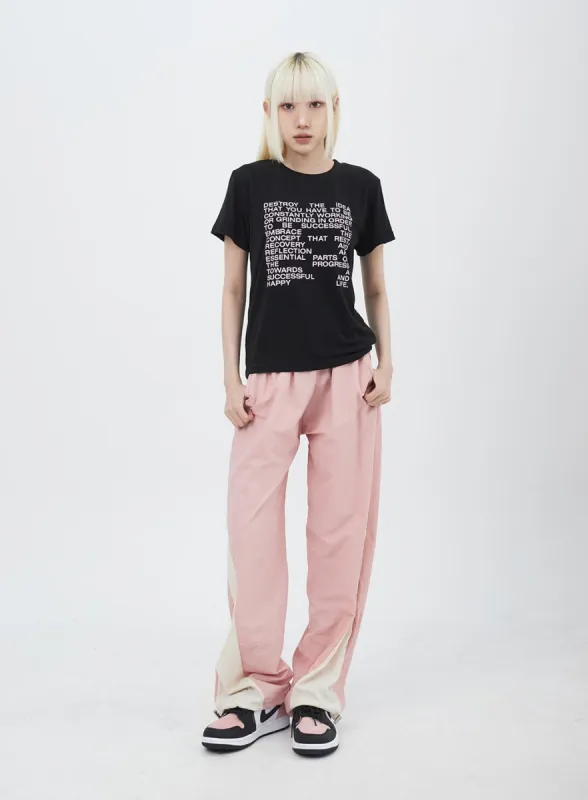 Two Color Track Pants IU312 sold by Lewkin