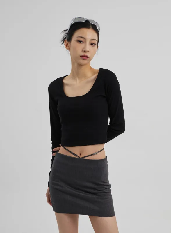 Scoop Neck Cropped Top CF309 sold by Lewkin