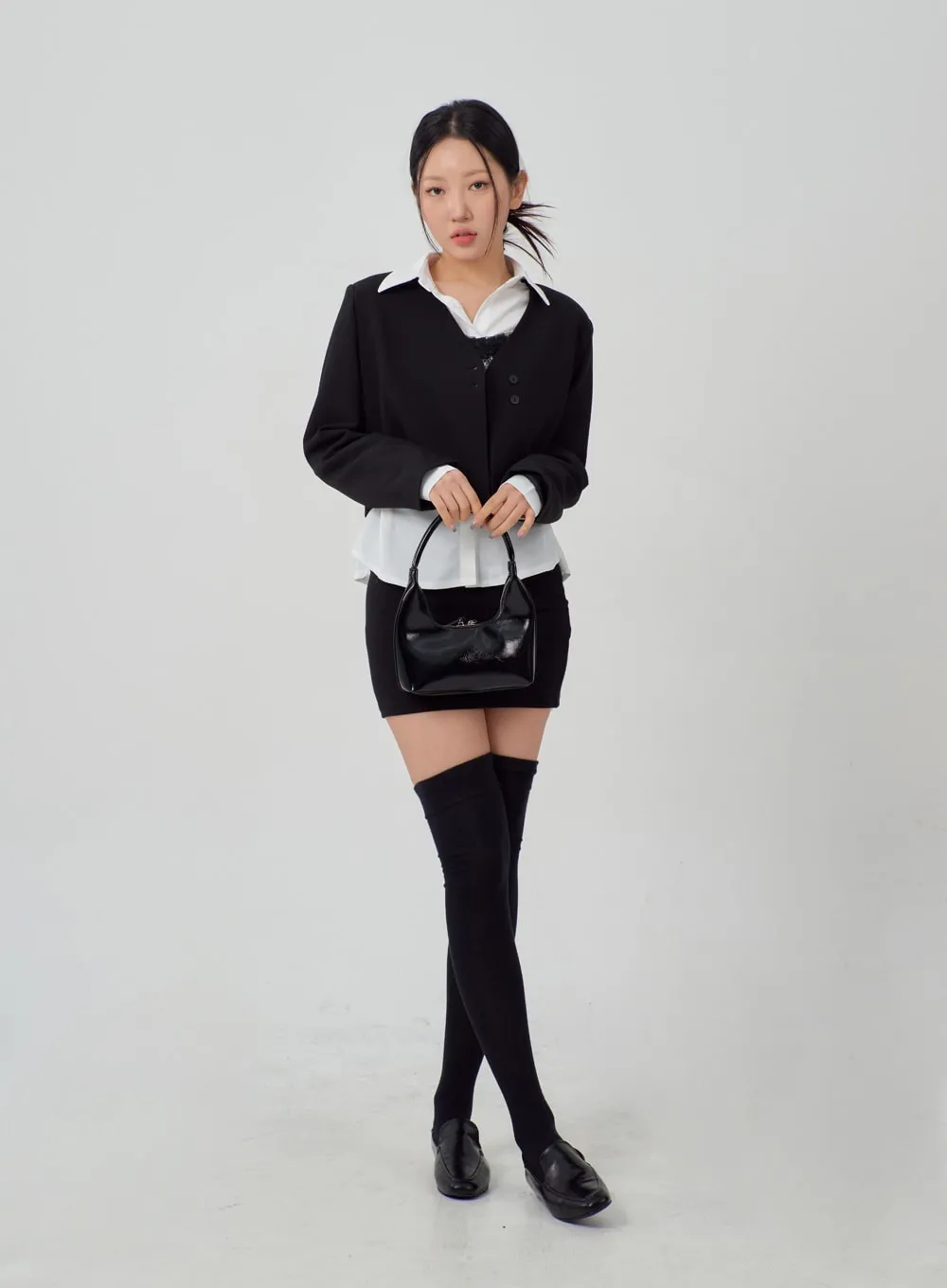 V-Neck Cropped Jacket IM316 sold by Lewkin product image thumbnail 3