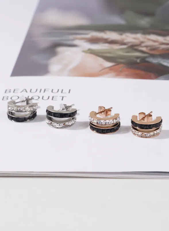 Cubic 2line Earrings IL404 sold by Lewkin