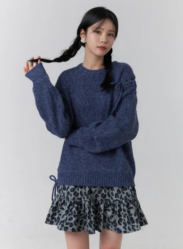 Knit Round Neck Long Sleeve Sweater OJ417 sold by Lewkin
