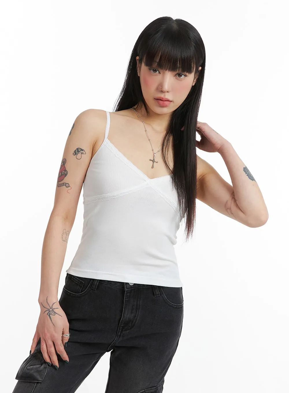 Slim Fit Lace Cami Top IJ410 sold by Lewkin