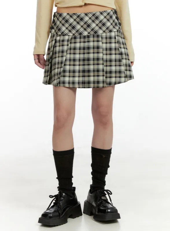 Checkered Pleated Mini Skirt CL425 sold by Lewkin