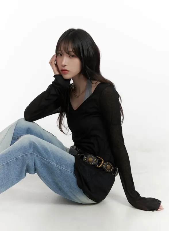 Sheer Loose Fit Long Sleeve CA402 sold by Lewkin