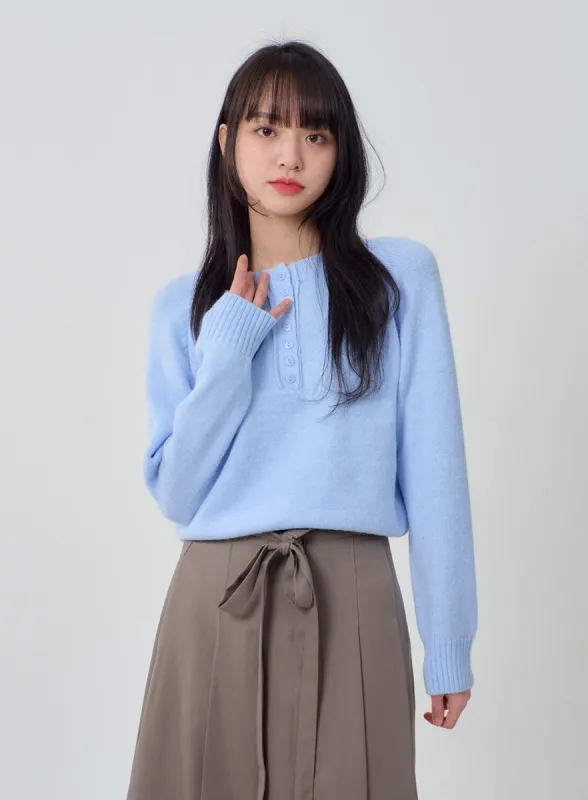 Button Crewneck Sweater OJ318 sold by Lewkin