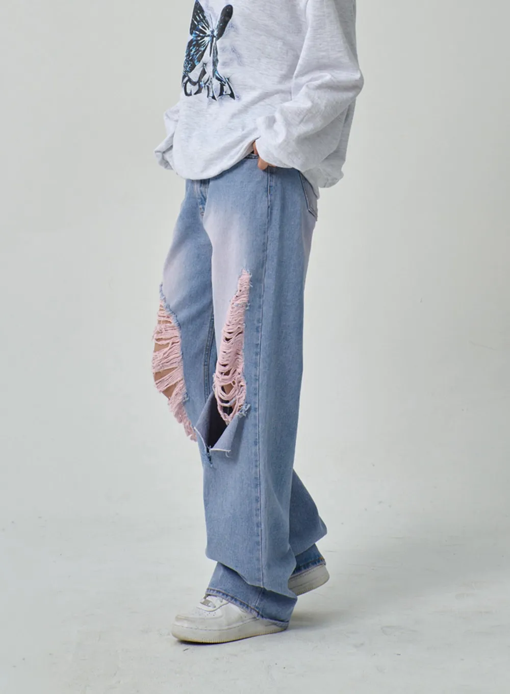 Ripped Wide Jeans IF315 sold by Lewkin product image thumbnail 2