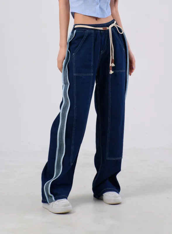 Stripe Baggy Jeans IA304 sold by Lewkin