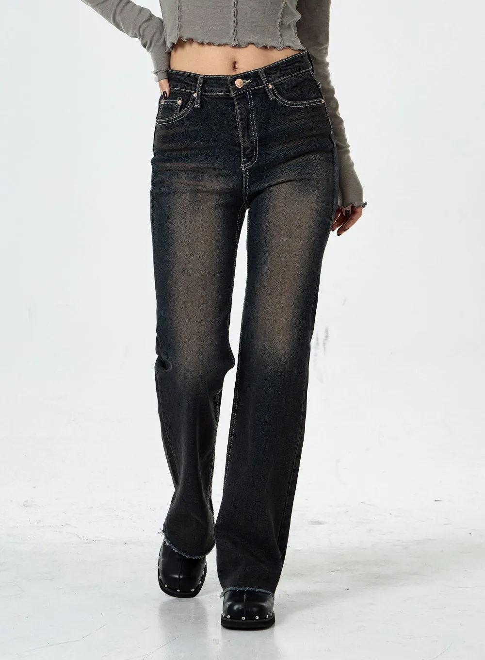 Basic Washed Bootcut Jeans CS07 sold by Lewkin product image thumbnail 5