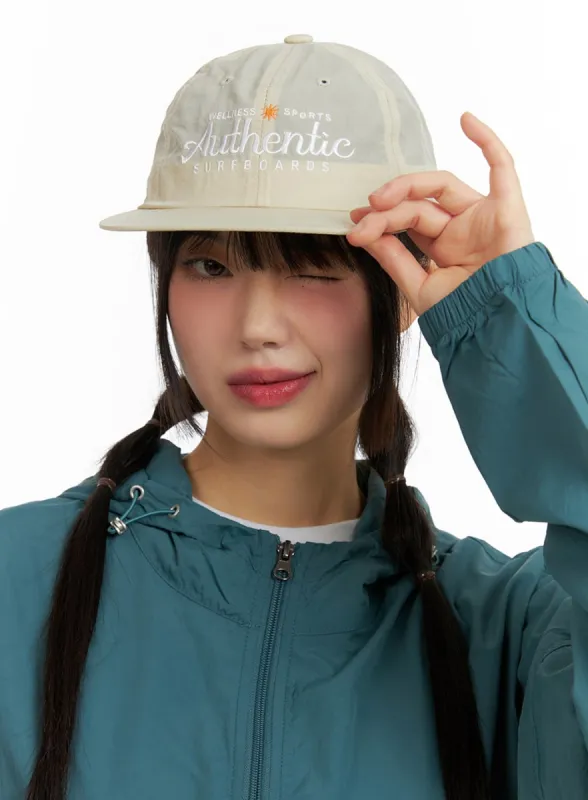 Nylon Lettering Embroidered Flat Cap IF421 sold by Lewkin