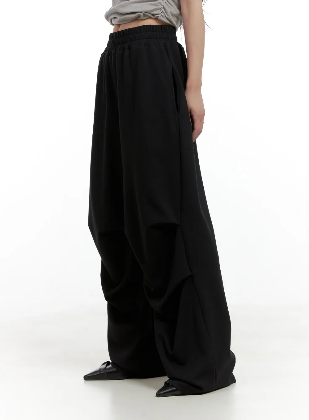 Pintuck Banded Wide Fit Pants CL424 sold by Lewkin product image thumbnail 5