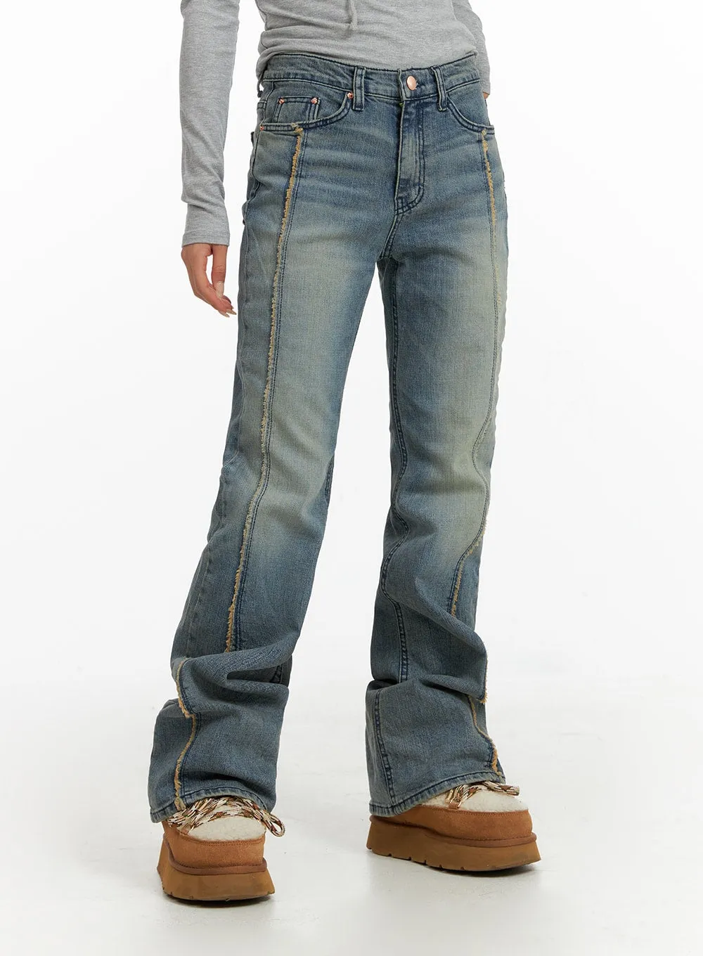 Vintage Washed Bootcut Denim Jeans CF415 sold by Lewkin product image thumbnail 5