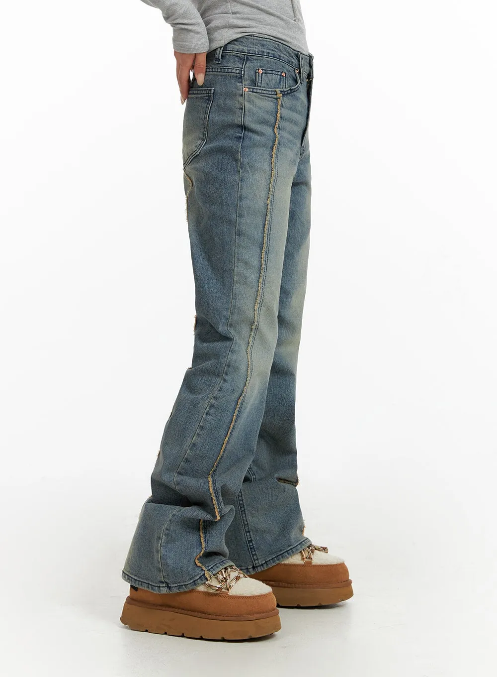 Vintage Washed Bootcut Denim Jeans CF415 sold by Lewkin product image thumbnail 4