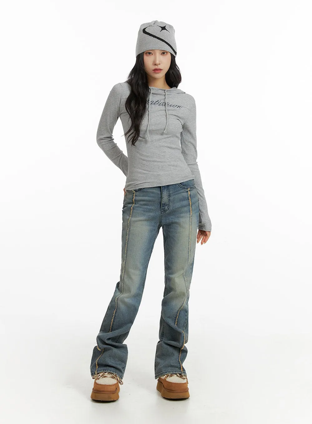 Vintage Washed Bootcut Denim Jeans CF415 sold by Lewkin product image thumbnail 3