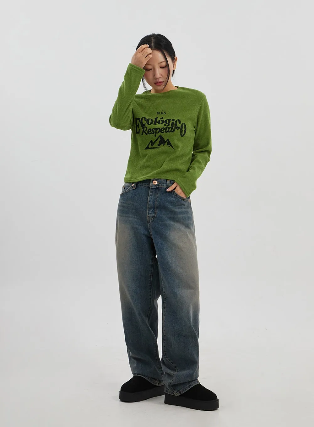 Mid-Rise Baggy Jeans Unisex CJ330 sold by Lewkin product image thumbnail 3