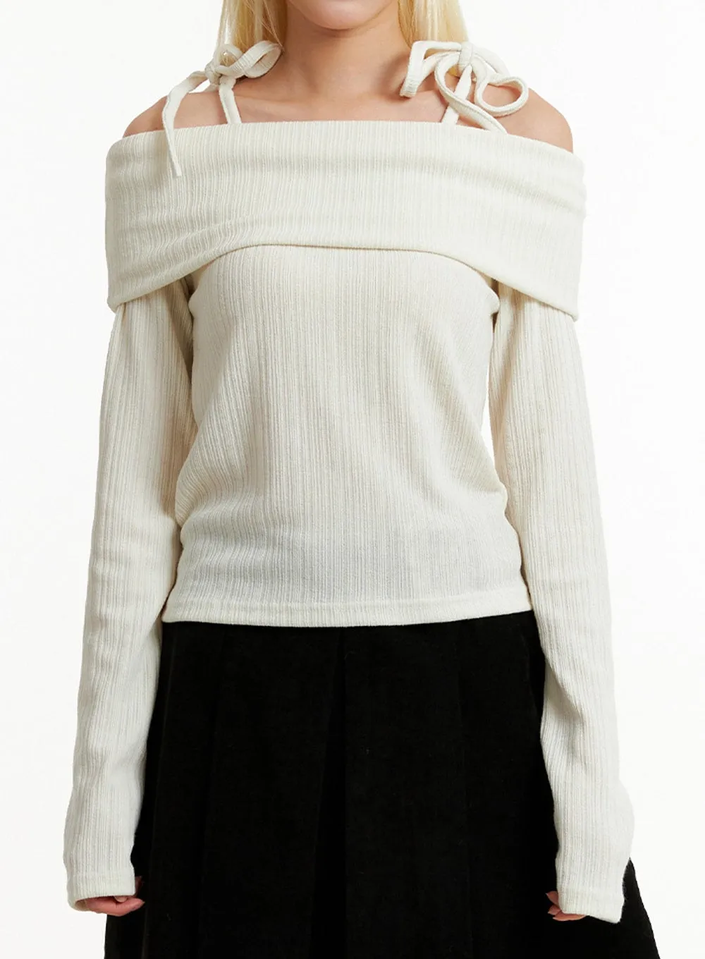 Ribbed Off-Shoulder Long Sleeve Top ID315 sold by Lewkin product image thumbnail 3