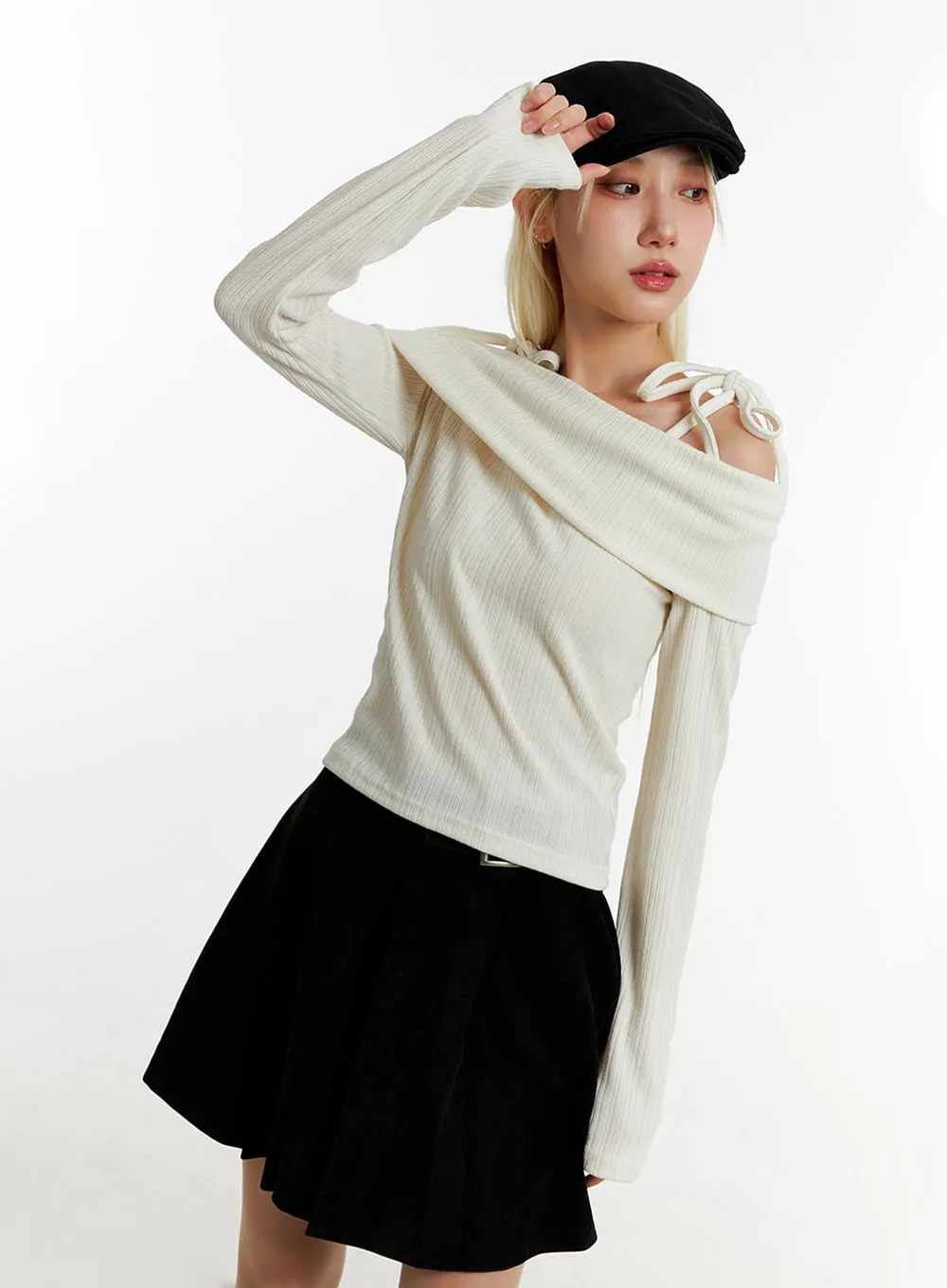 Ribbed Off-Shoulder Long Sleeve Top ID315 sold by Lewkin product image thumbnail 4