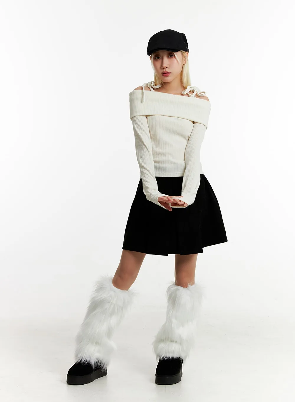 Ribbed Off-Shoulder Long Sleeve Top ID315 sold by Lewkin product image thumbnail 2