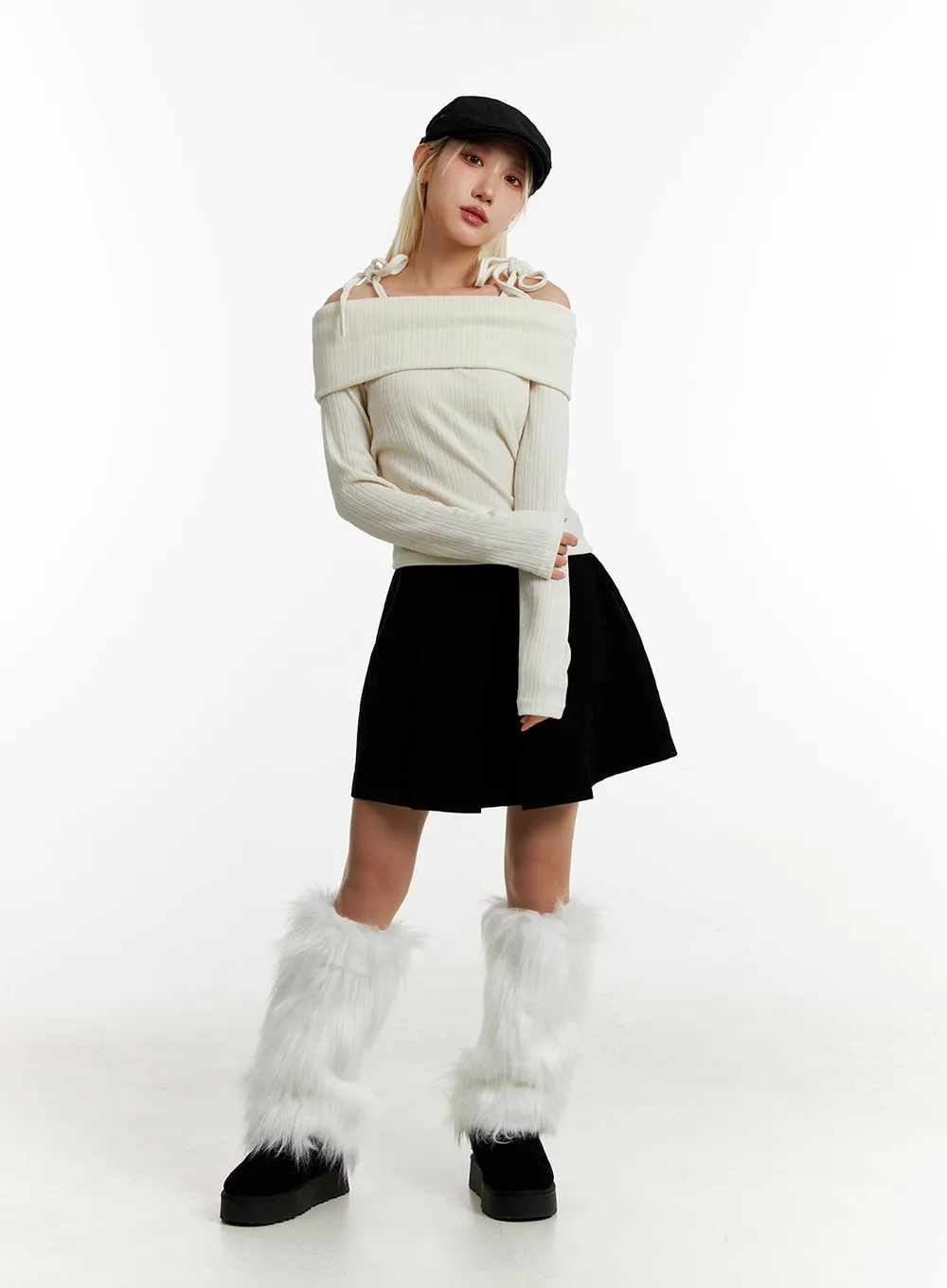 Ribbed Off-Shoulder Long Sleeve Top ID315 sold by Lewkin product image thumbnail 5