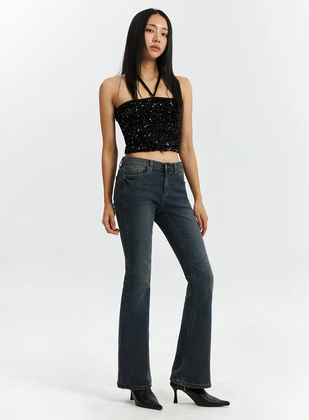 Washed Bootcut Jeans CD321 sold by Lewkin