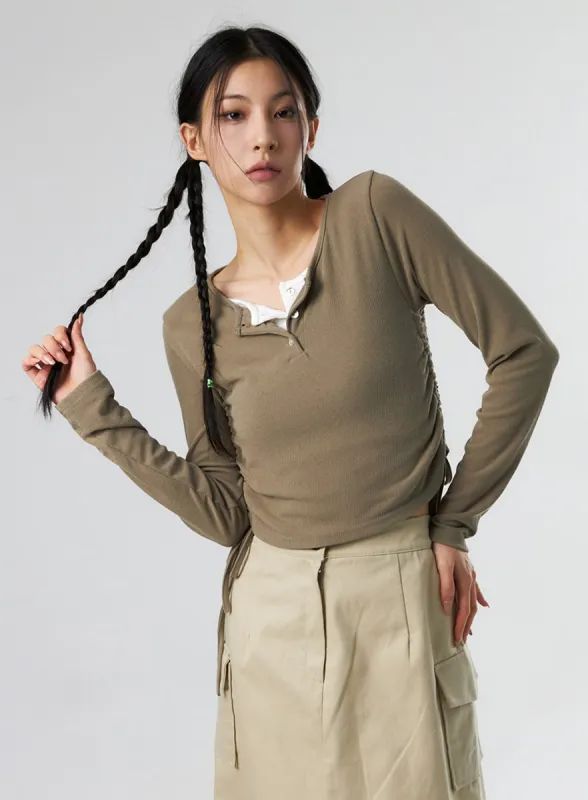 Ruched Long Sleeve Top IS327 sold by Lewkin