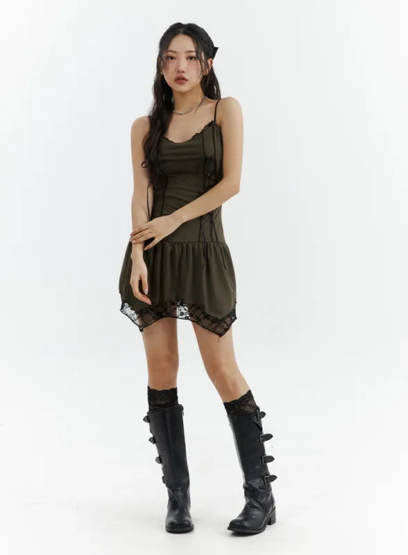 Lace Slim Body Mini Dress CJ424 sold by Lewkin