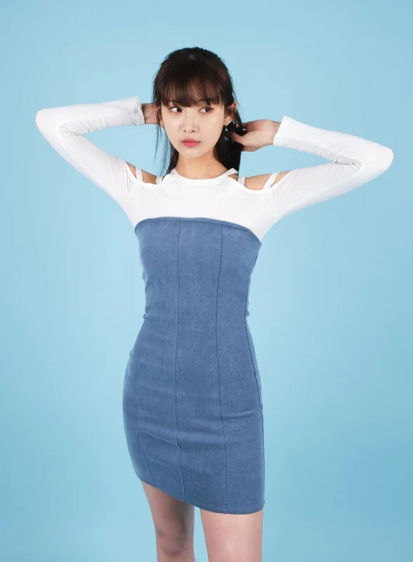 Strapless Tube Top Denim Mini Dress CA19 sold by Lewkin