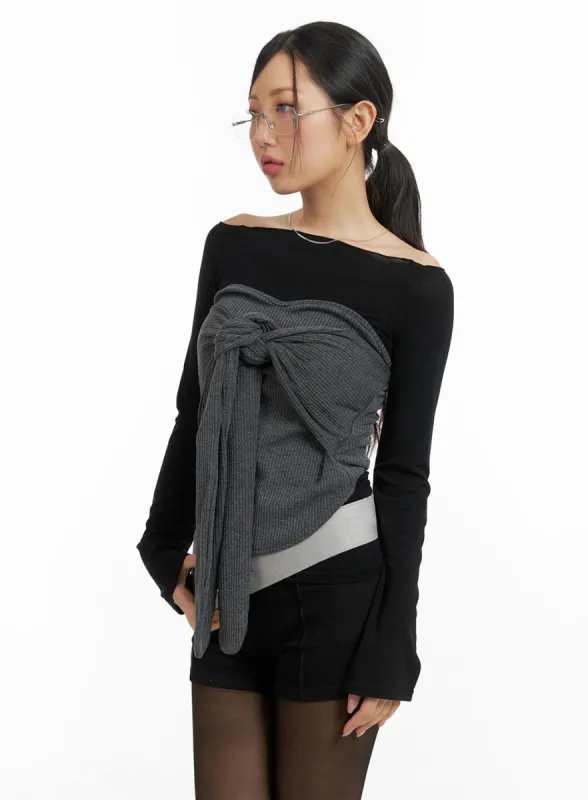 Front Ribbon Tie Tube Top CM421 sold by Lewkin