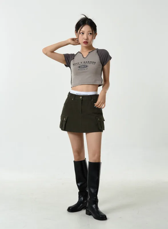 Low-Rise Cargo Mini Skirt CU13 sold by Lewkin