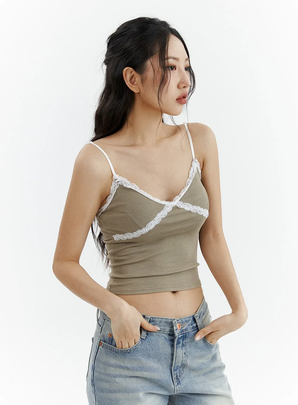 Lace Trim Camisole Top CJ423 sold by Lewkin