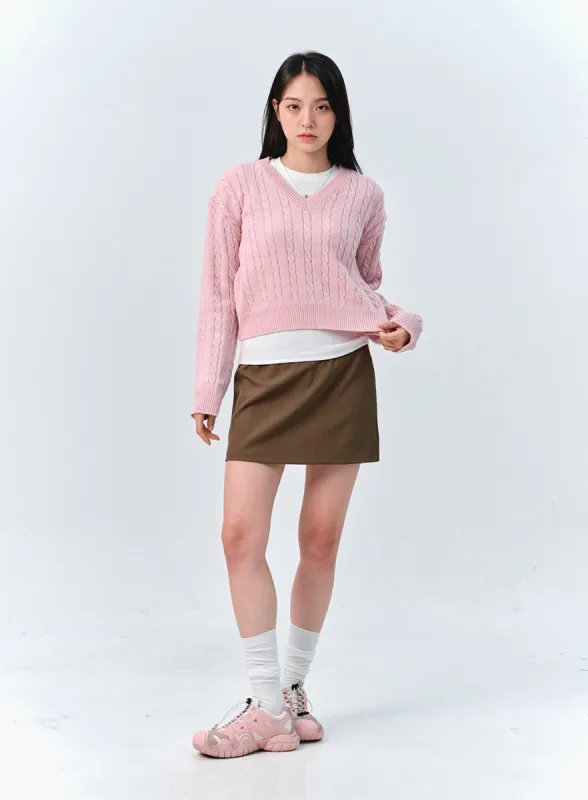 Pintuck Mini Skirt OO316 sold by Lewkin