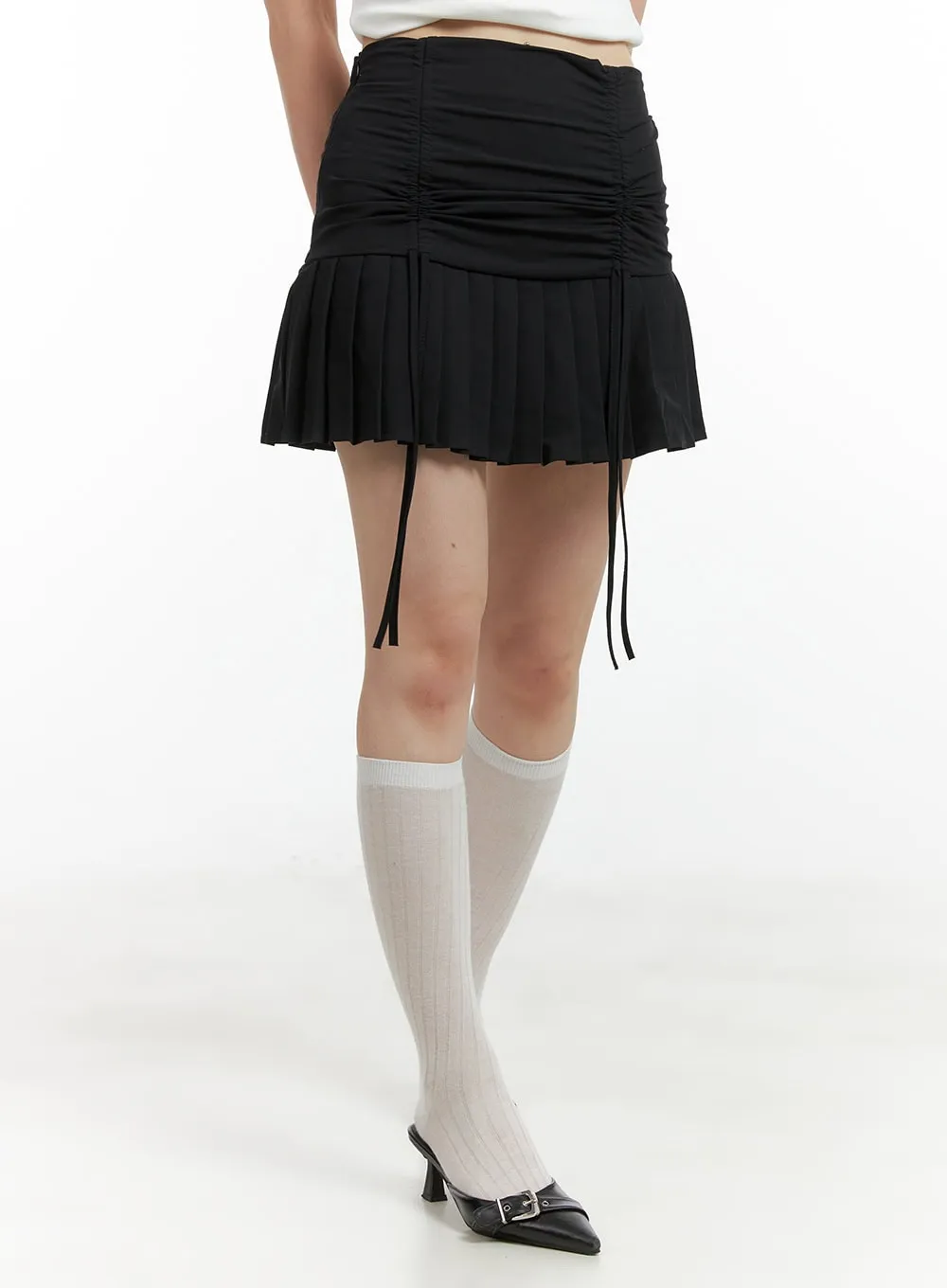 Shirred Pleated Mini Skirt CL422 sold by Lewkin