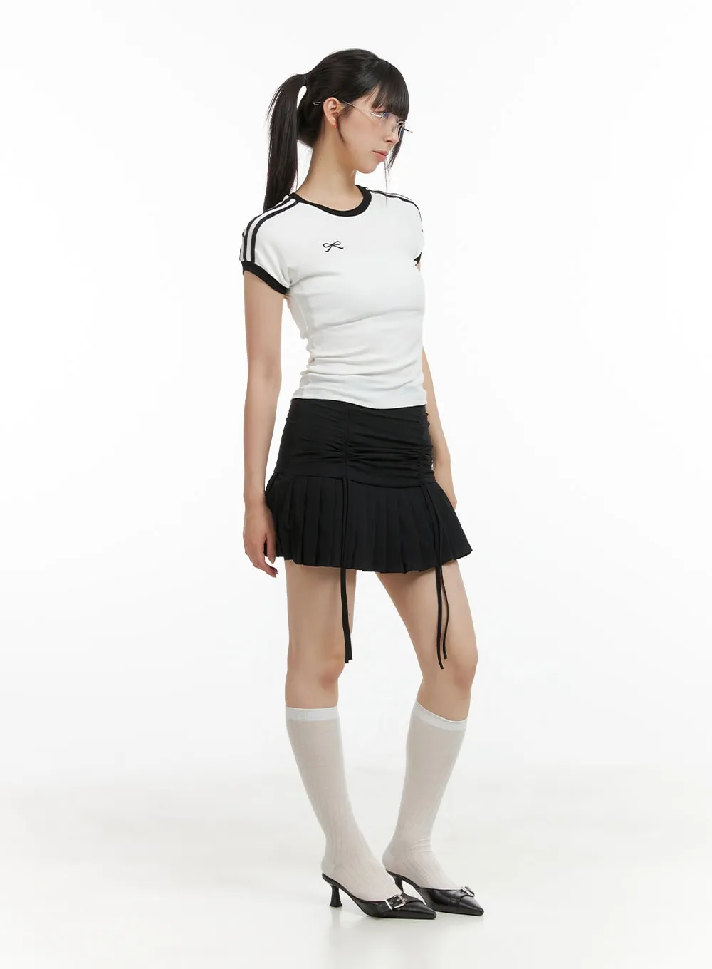 Shirred Pleated Mini Skirt CL422 sold by Lewkin product image thumbnail 3