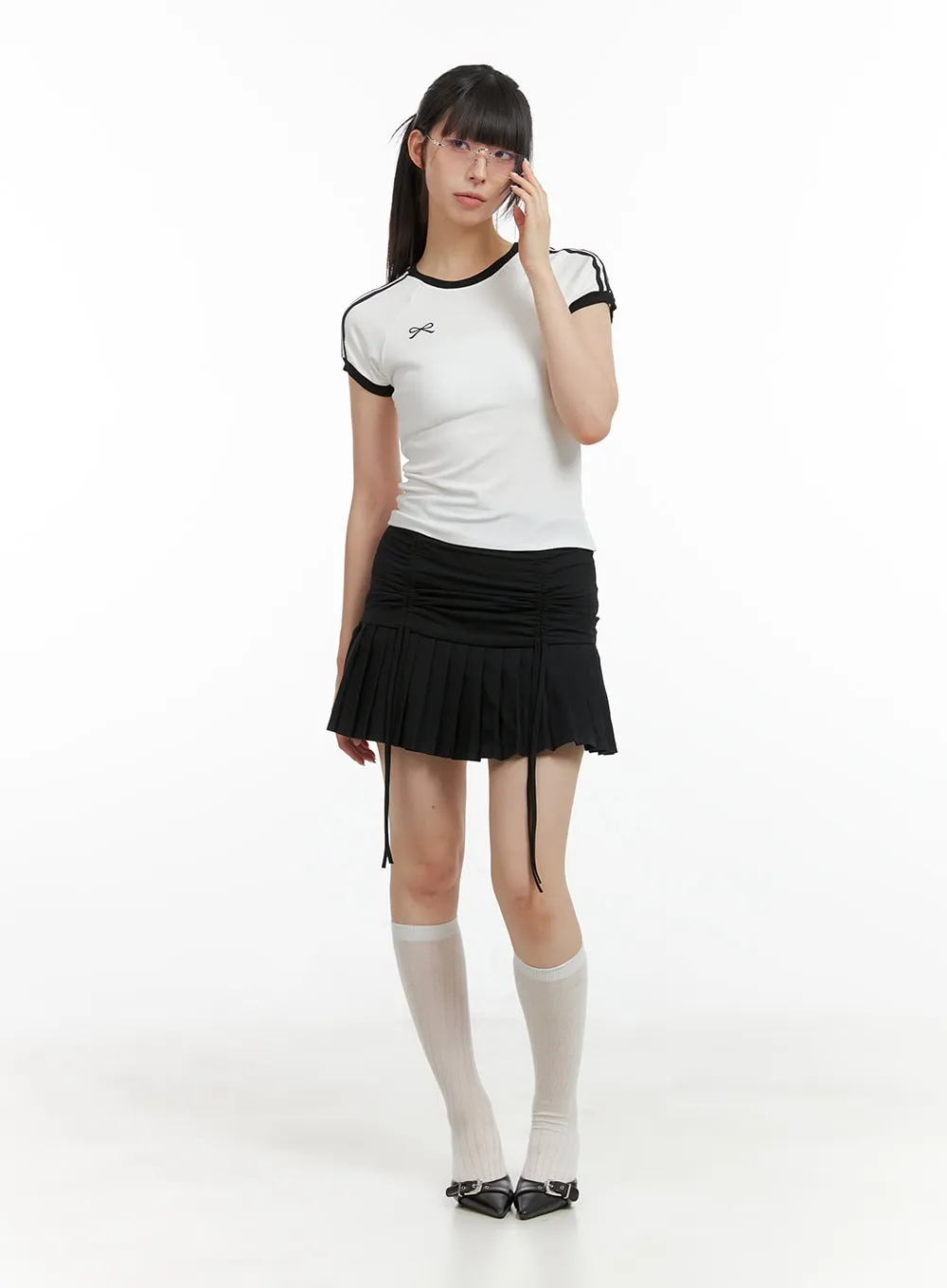 Shirred Pleated Mini Skirt CL422 sold by Lewkin product image thumbnail 2