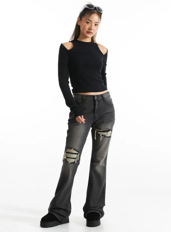 Ripped Bootcut Jeans CO313 sold by Lewkin