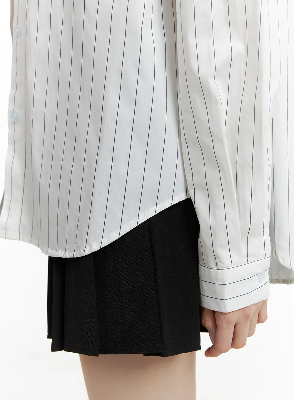 Oversized Striped Button-Up Long Sleeve OM426 sold by Lewkin product image thumbnail 5