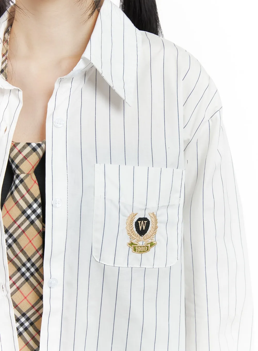Oversized Striped Button-Up Long Sleeve OM426 sold by Lewkin product image thumbnail 3