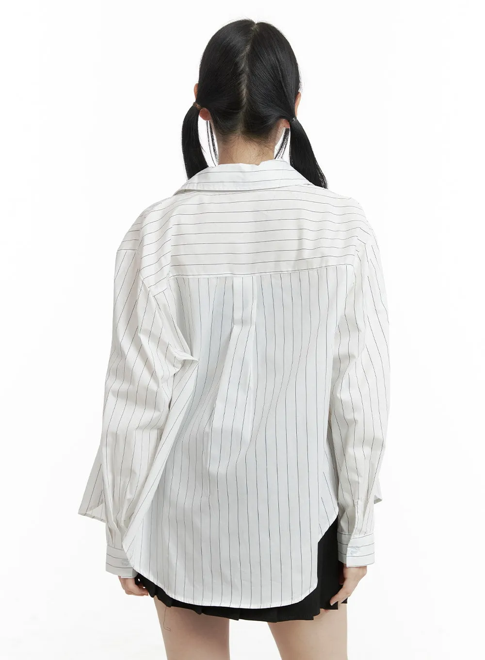 Oversized Striped Button-Up Long Sleeve OM426 sold by Lewkin product image thumbnail 4