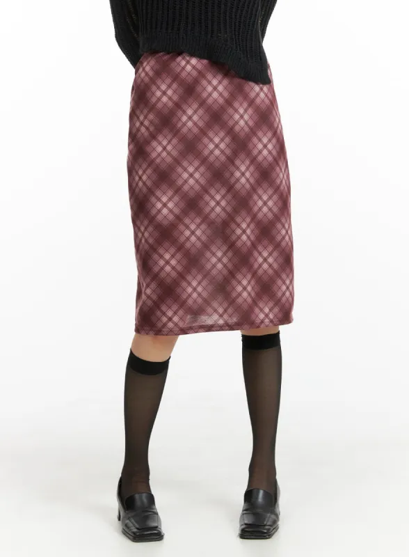 Middle Waist Checkered Midi Skirt CM413 sold by Lewkin