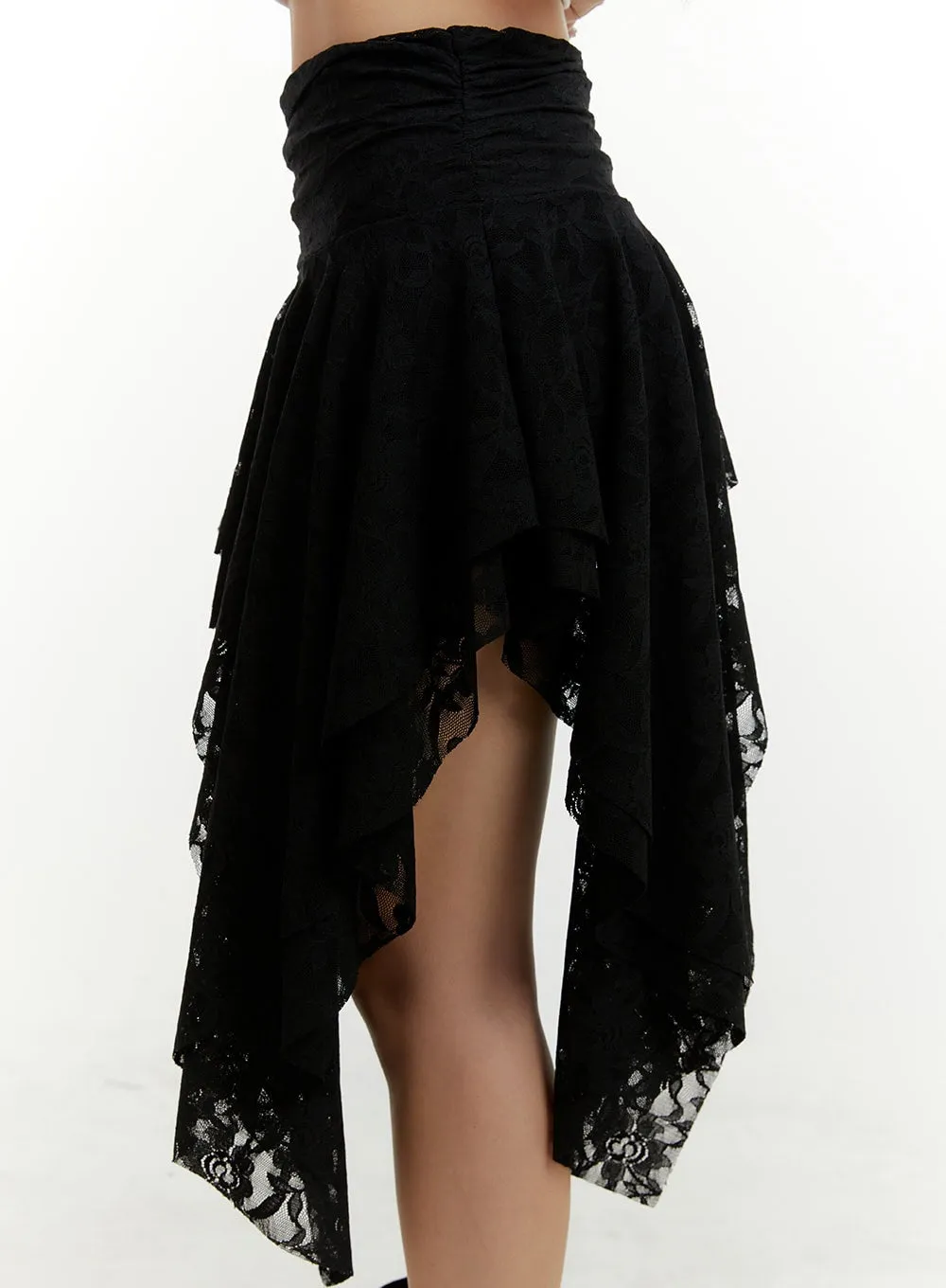 Lace Ruffle Asymmetrical Mini Skirt CY408 sold by Lewkin product image thumbnail 3