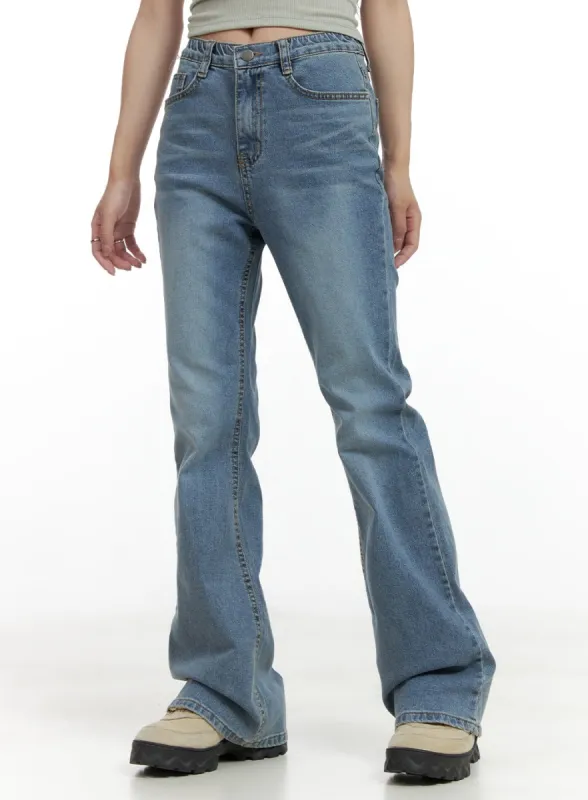 Solid Low Rise Bootcut Jeans CL425 sold by Lewkin