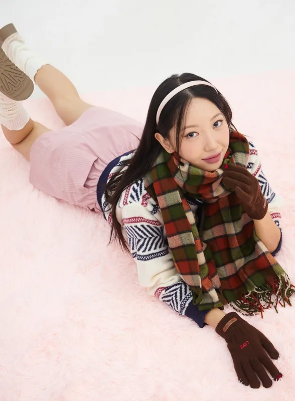 Checkered Tassel Scarf IN316 sold by Lewkin