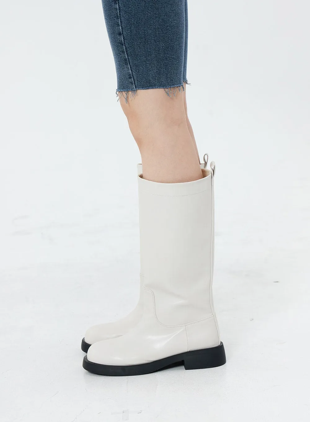 Basic Round Toe Wide Long Boots OS19 sold by Lewkin product image thumbnail 3