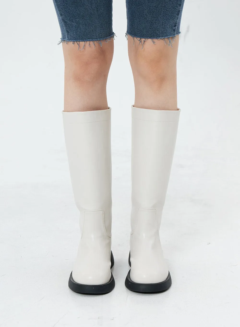 Basic Round Toe Wide Long Boots OS19 sold by Lewkin product image thumbnail 2