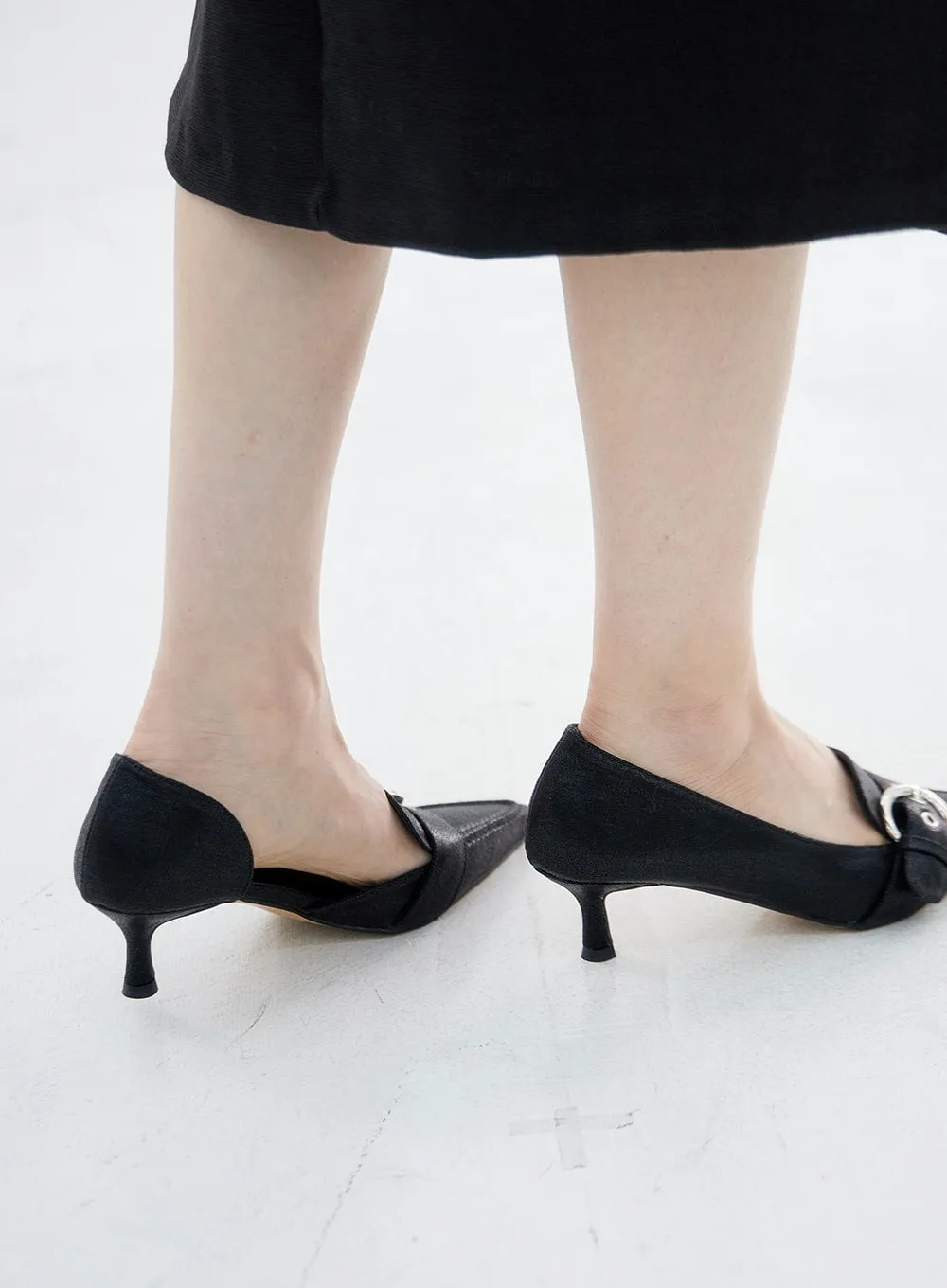 Metal Buckle Faux Leather Low Stiletto Heel Shoes OO05 sold by Lewkin product image thumbnail 4